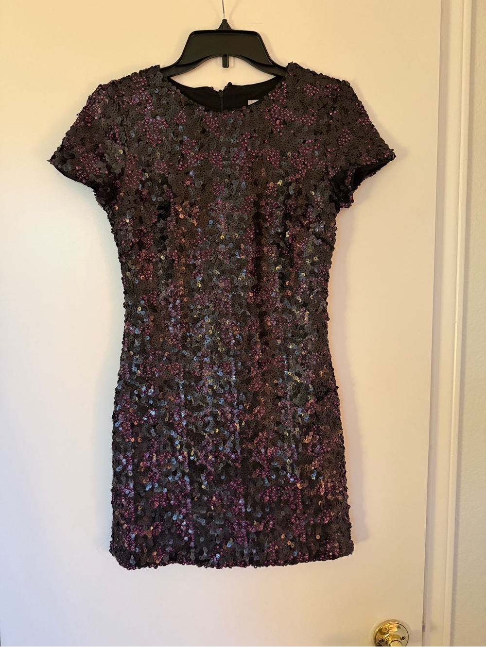 Dress the Population Black Dress with Iridescent Purple Sequins